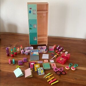 Our Generation Locker & school supplies 18” American Girl doll toy accessories
